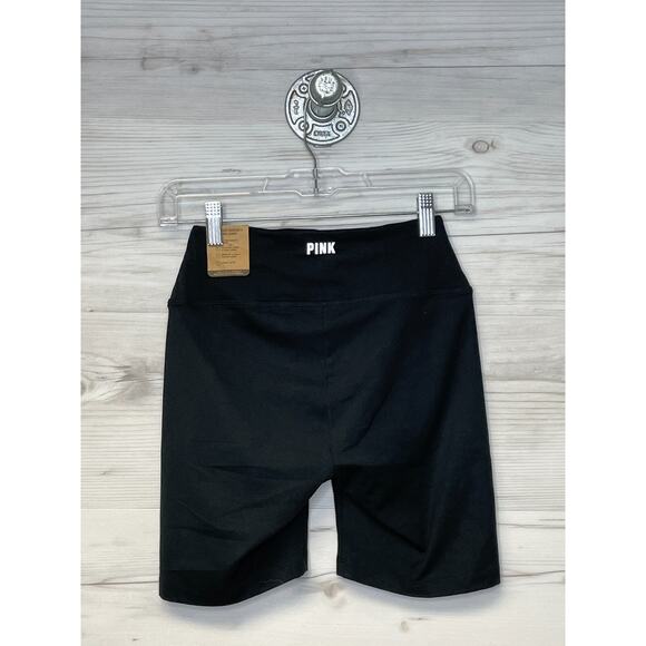 PINK Active Bike Shorts Small Black High Waist Ruched V Quick Dry Buttery Smooth - Picture 11 of 11